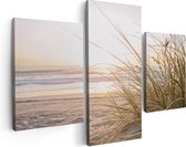 Artaza Canvas Schilderij Drieluik Strand En Duinen Tijdens Zonsondergang - 90x60 - Foto Op Canvas - Canvas Print