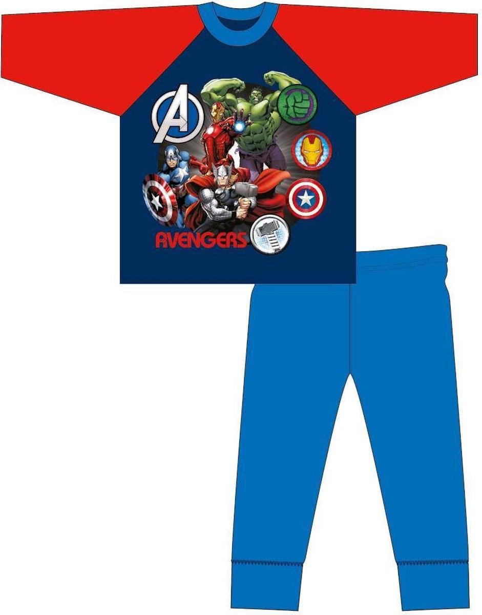 Marvel Avengers Jongens Pyjama - 2-delige Pyjamaset - Rood/Blauw - Maat 116