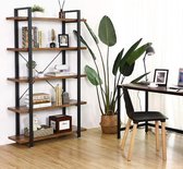MIRA Home - Boekenrek - Boekenkast met 5 planken - Industrieel - Hout/Metaal - Bruin/Zwart - 29,5x105x177,5