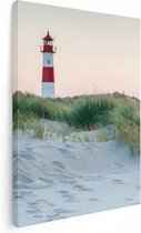 Artaza Canvas Schilderij Strand En Duinen Met Een Vuurtoren - 60x80 - Foto Op Canvas - Canvas Print