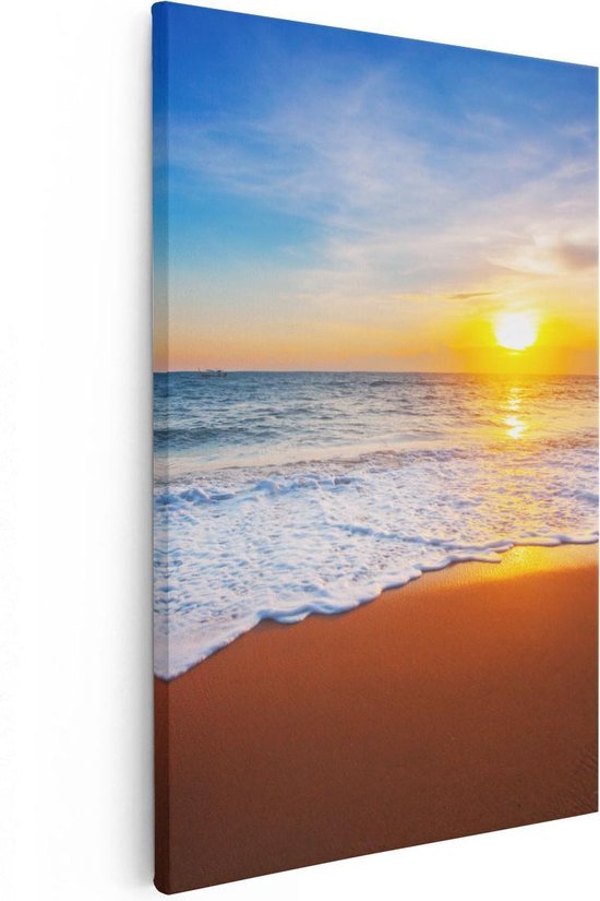 Artaza Canvas Schilderij Strand En Zee Tijdens Zonsondergang - 60x90 - Foto Op Canvas - Canvas Print