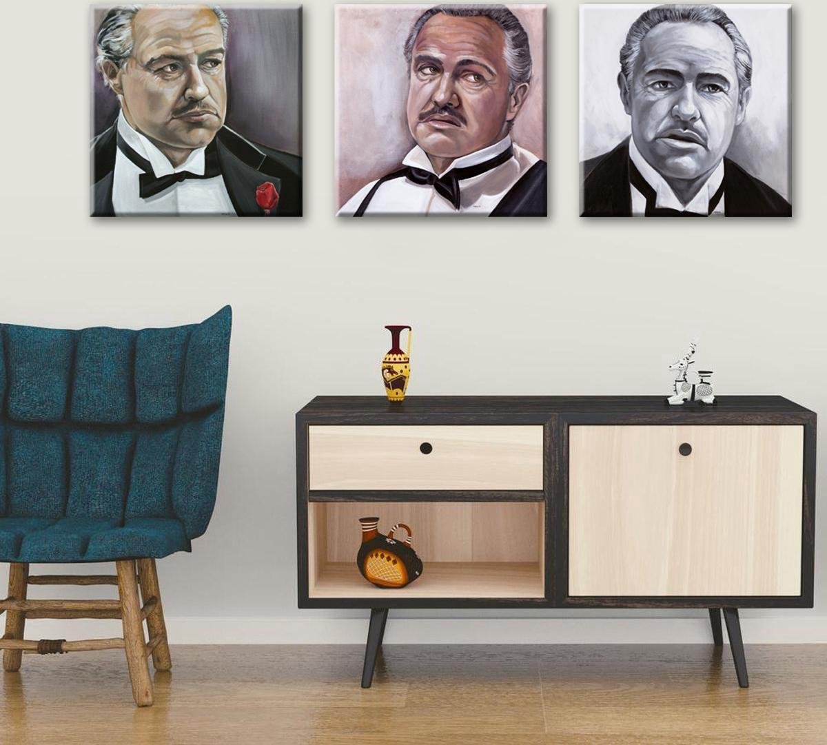 Passionforart.eu Poster - Don Corleone Marlon Brando The Godfather Canvasdoeken - 50 X 50 Cm - Multicolor