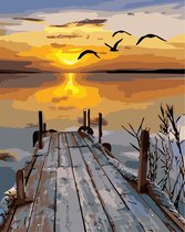 Diamond Painting - Do It Yourself Paintings - By The Lake - Sunset - Zomeravond - Zomer - Water - Landschap - Vogels - 30x40 cm