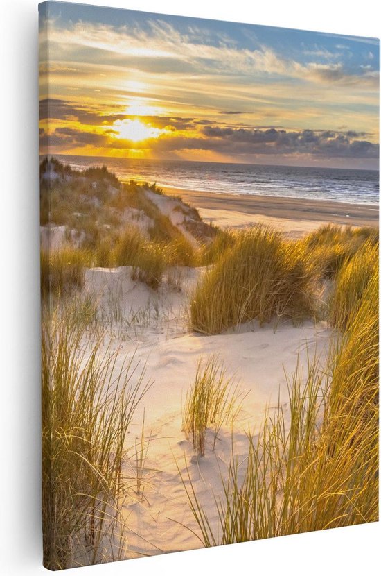 Artaza Canvas Schilderij Strand En Duinen Tijdens Zonsondergang - 40x50 - Foto Op Canvas - Canvas Print