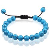 Verstelbare kralen armband Memphis Blauw Natuursteen 8mm