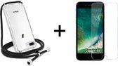 iParadise iPhone 7 Plus hoesje met koord transparant shock proof case - 1x iPhone 7 Plus screenprotector