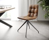 Set-van-4-gestoffeerde-stoel Caro-Adesso bruin vintage kruisframe
