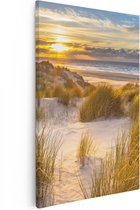 Artaza Canvas Schilderij Strand En Duinen Tijdens Zonsondergang - 40x60 - Poster Foto op Canvas - Canvas Print