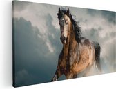 Artaza Canvas Schilderij Wilde Paard In Het Zand  - 40x20 - Klein - Foto Op Canvas - Canvas Print