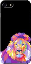 Apple iPhone SE Telefoonhoesje - Premium Hardcase Hoesje - Dun en stevig plastic - Met Dierenprint - Leeuw - Roze