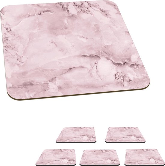 Sous-verres -verres - Marbre - Mastic - Rose - 10x10 cm - 6 pièces