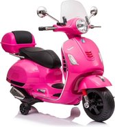 Vespa GTS Elektrische kinderscooter roze, Vespa kindermotor roze + windscherm en beautycase, softstart, multimedia, 12v scooter
