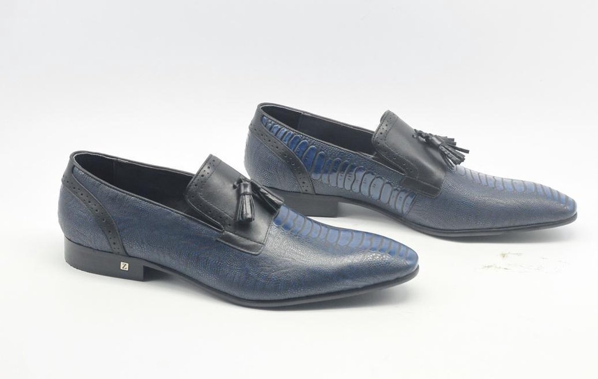 Zerba - Heren Instappers - Loafers - Maat 40 - Blauw Leer - Guaciano