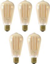 5 stuks Calex LED Licht/Donker Sensor Rustiek ST64 E27 4W 2100K Goud Niet dimbaar