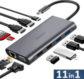 USB C Hub 11 Poorten – USB-c Kabel Adapter Laptop 2.0 - Splitter Verdeler 4 Poorts Verloop Naar HDMI VGA Adapter Mini Displayport 4k Converter Voor Samsung Apple MacBook Pro Multi