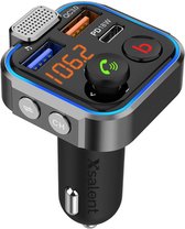 Bluetooth FM Transmitter - Autolader - Bluetooth Carkit - Handsfree - USB C - Premium FM Transmitter - Bluetooth 5.0 en USB 3.0 Quick Charge - Handsfree Bellen -  Extra Grote Microfoon - Extra bass - Telefoon Opladen - Spraakbediening