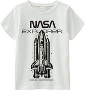 Name it t-shirt jongens - wit - NKMnasa - maat 146/152