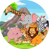Muurcirkel | Wandcirkel | Wilde Safari Dieren| Tijger | Giraffe | Zebra | Leeuw | Muursticker | Muurdecoratie | Slaapkamer | Kinderkamer | Babykamer | Jongen | Meisje | Decoratie Sticker