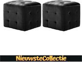 Luxe velvet set van 2 zwart fluwelen nachtkastjes / poef / bijzettafel / krukje / stoel / krukjes / stoelen / bijzettafels / nachtkastje- nachtkastje - 2 stuks - slaapkamer - industrieel - mo