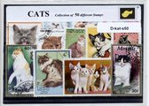 Katten – Luxe postzegel pakket (A6 formaat) : collectie van 50 verschillende postzegels van katten – kan als ansichtkaart in een A6 envelop - authentiek cadeau - kado - geschenk -