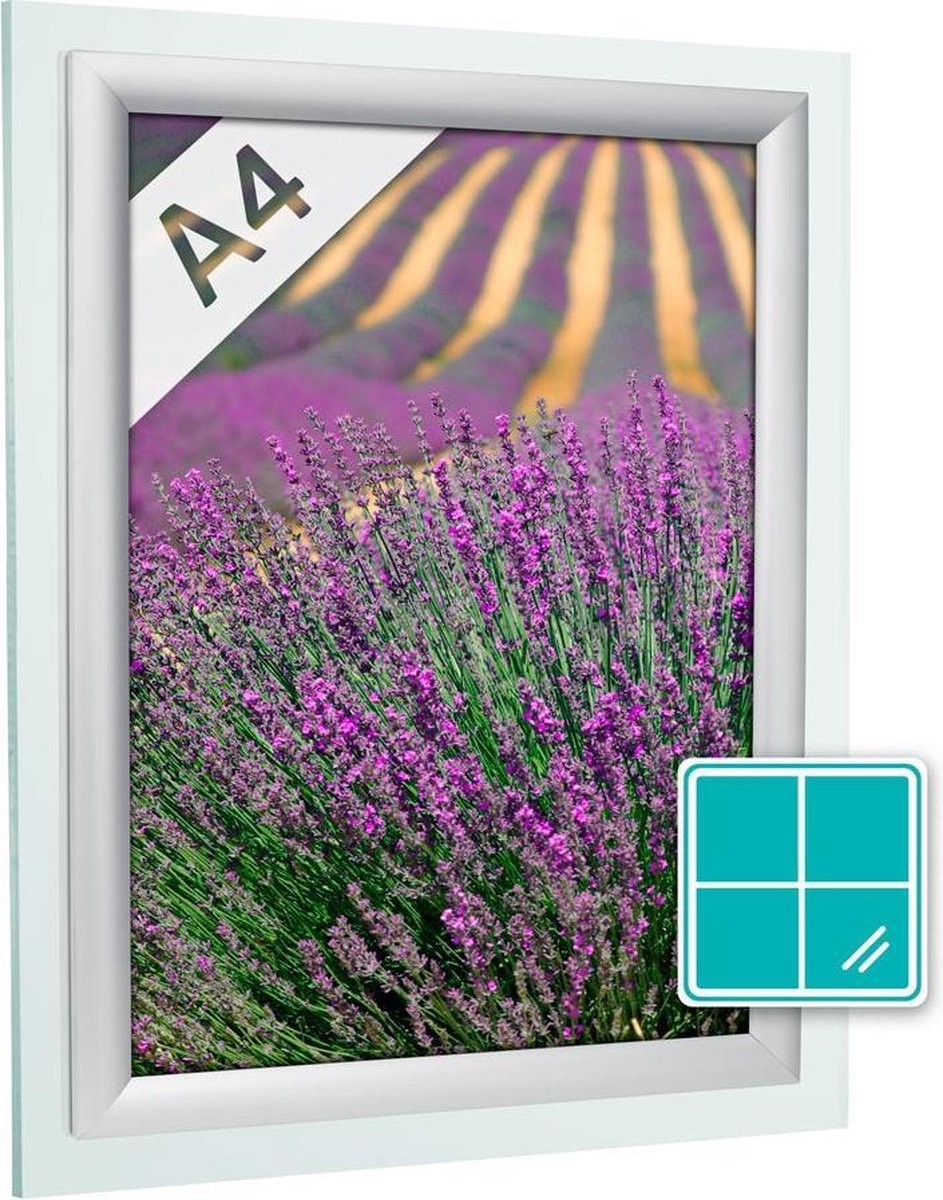 6PACK Kliklijsten 25 mm window verstek profiel A4 aluminium zilver – wissellijst - posterlijst