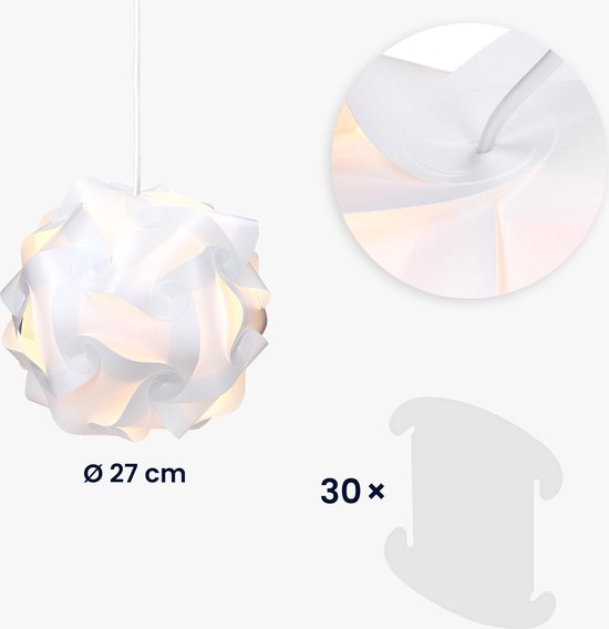 Lampe puzzle blanche kwmobile de 30 pièces - Lampe suspendue DIY - Puzzle  votre lampe