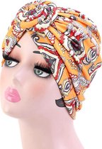 Hijab – Hoofddeksel – Afrikaans – Tulband – Blauw – Muts – Sporthoofddoek – Hoofddoek- Haarband – Oranje