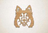 Wanddecoratie - Hond - Sheltie 2 - XS - 28x25cm - Eiken - muurdecoratie - Line Art