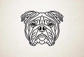 Line Art - Hond - Engelse Bulldog - L - 82x97cm - Zwart - geometrische wanddecoratie