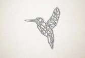 Line Art - Vogel Kolibrie - S - 53x45cm - Wit - geometrische wanddecoratie