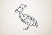 Line Art - Reiger - XS - 27x25cm - Wit - geometrische wanddecoratie