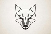 Line Art - Wolf 8 - L - 97x82cm - Zwart - geometrische wanddecoratie