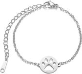 Armband met bedel met de tekst Love en een hondenpootje zilver - armband - zilver - hond