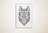 Line Art - Wolf vierkant 3 - S - 60x42cm - EssenhoutWit - geometrische wanddecoratie