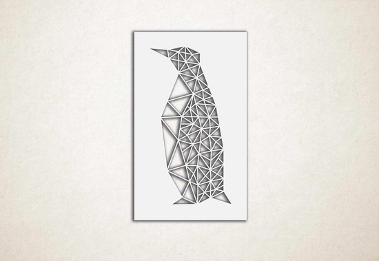 Line Art - Pinguin vierkant - M - 90x55cm - Wit - geometrische wanddecoratie