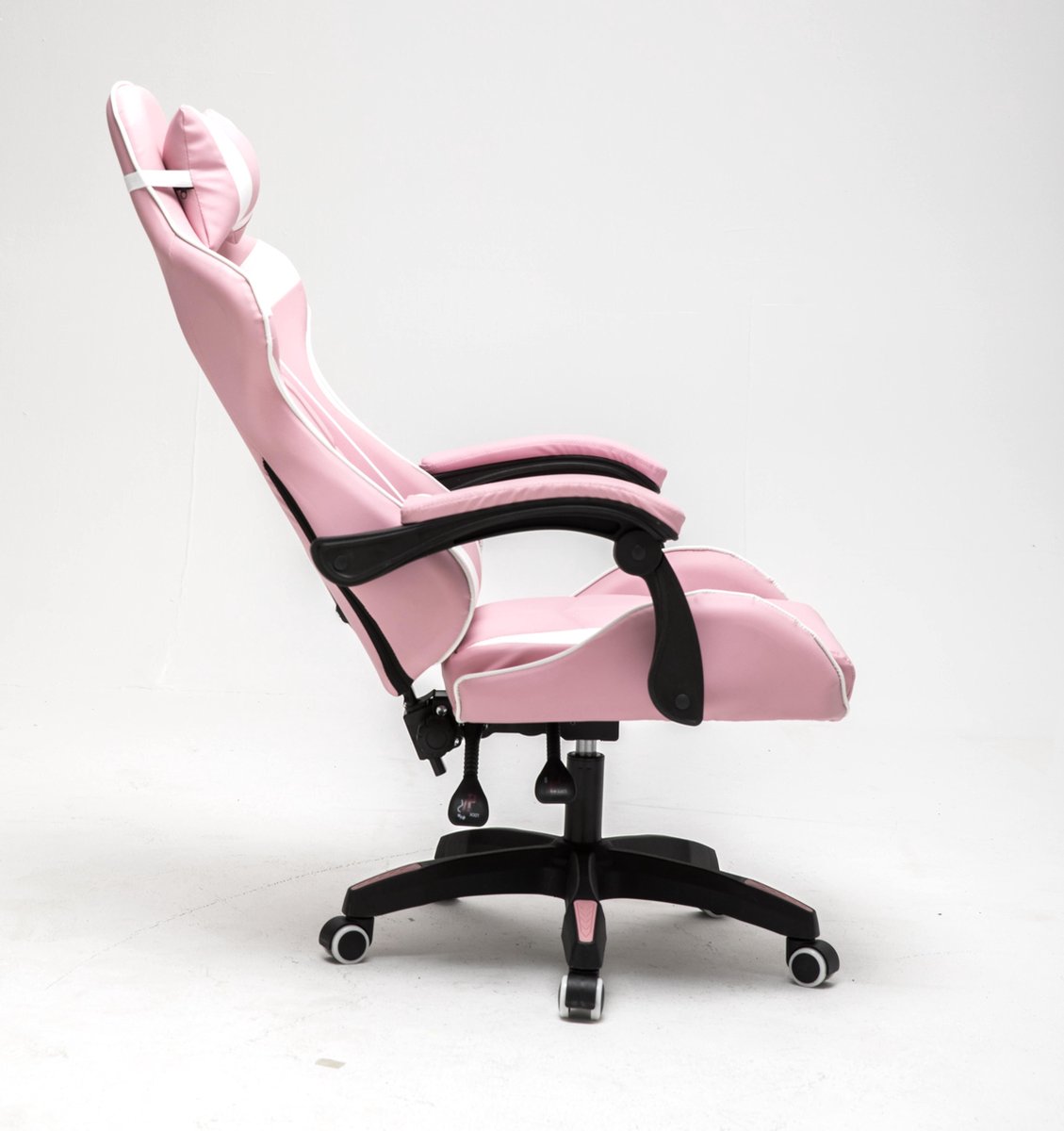 Afbeelding 2 van Gamestoel Cyclone tieners - bureaustoel - racing gaming stoel - roze wit