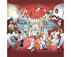 Cartoon plafondplaat - Poster - Roland Hols - Tandwerkzaamheden - 60 x 60 cm - Forex 5 mm dik - Tandarts - Orthodontist -Mondhygiënist - voor boven de behandelstoel