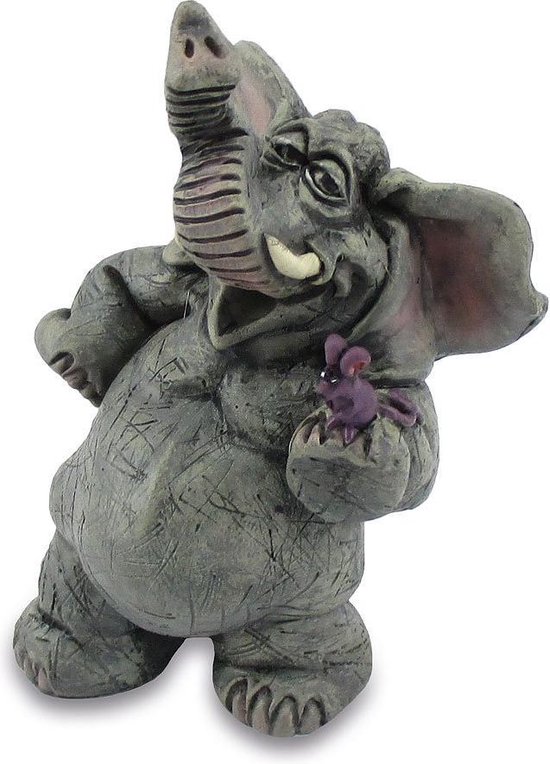 grappige beelden collectie - olifant met vriend- olifant  met muis- olifant friends forever- grappige beeldje - 8.5 cm hoog – polyresin