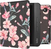 Hoesje geschikt voor Kobo Libra H2O E-reader - iMoshion Design Slim Hard Case Bookcase - Blossom Watercolor Black
