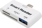 SD Kaartlezer USB Type-C voor Micro SD kaart - Geschikt voor Telefoon, PC en Tablet met USB Type-C aansluiting - Wit