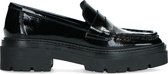 Sacha - Dames - Zwarte lakleren loafers met plateauzool - Maat 37