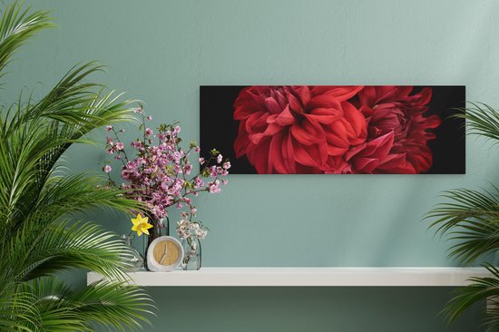 Artaza Peinture sur Toile Fleurs de Dahlia Rouge - 60x20 - Photo sur Toile - Impression sur Toile