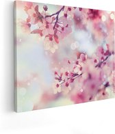 Artaza Canvas Schilderij Roze Bloesemboom Met Zonneschijn - 100x80 - Groot - Foto Op Canvas - Canvas Print