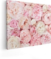 Artaza Canvas Schilderij Witte Roze Rozen Boeket - Bloemen - 100x80 - Groot - Foto Op Canvas - Canvas Print