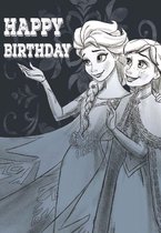 Disney Verjaardagskaart Happy Birthday Elsa En Anna Blauw/grijs