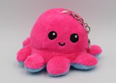 Octopus Knuffel Mood – Omkeerbaar - TikTok Hype 2021 – Verschillende Kleuren – Blij en Boos - Sleutelhanger - Blauw - Licht Roze