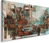 Schilderij - grote stad in abstractie, print op canvas, wanddecoratie