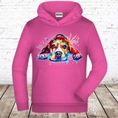 Roze kinder hoodie dog -James & Nicholson-98/104-Hoodie meisjes