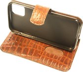 Made-NL Handgemaakte Samsung Galaxy S10 Plus book case stug rebuuste bruin croco print leer hoesje