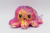 Octopus Knuffel Mood – Omkeerbaar - TikTok Hype 2021 – Verschillende Kleuren – Blij en Boos - Sleutelhanger - Glitter - Roze - Roze